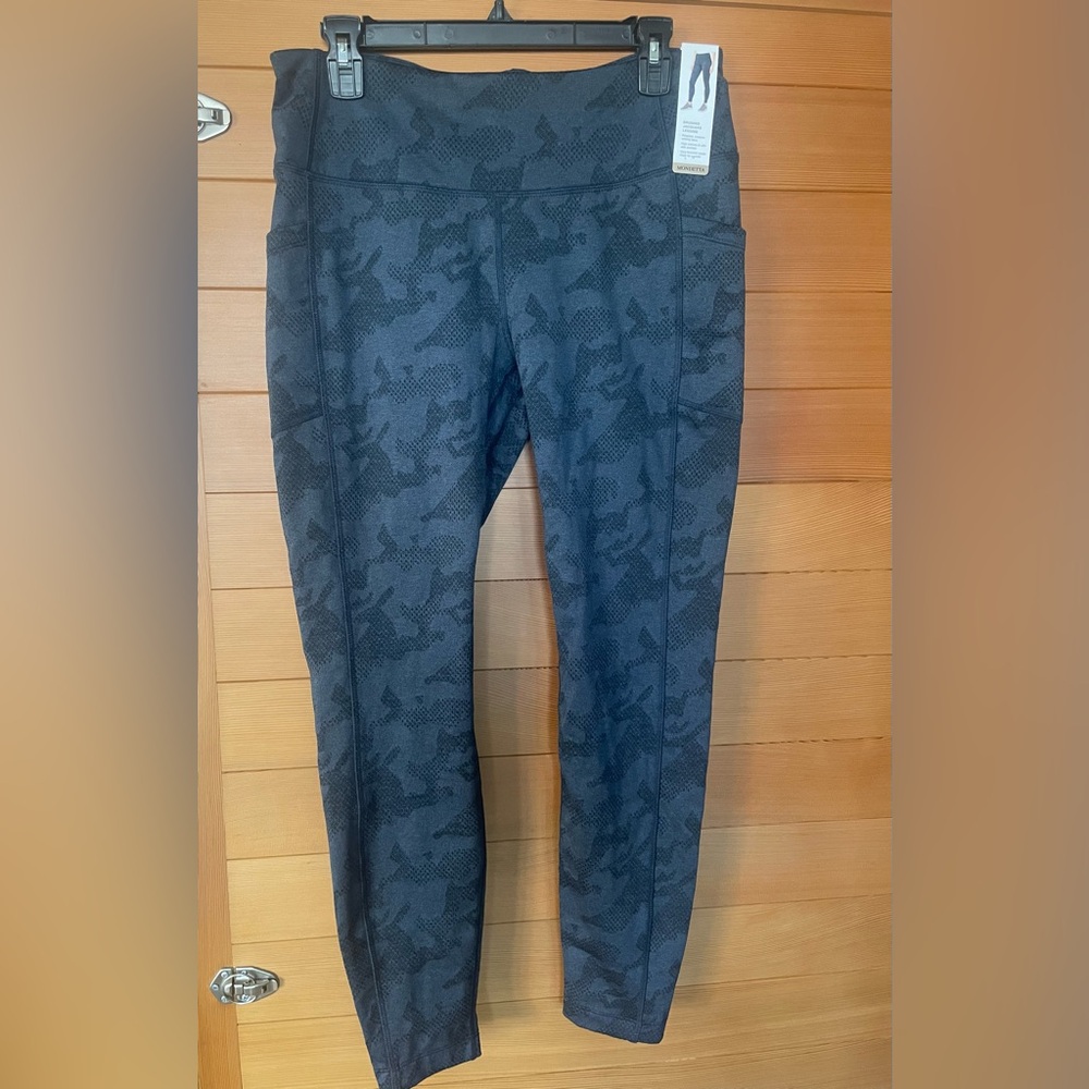 Mondetta Brushed Jacquard Legging Women's High Waisted Side Pocket Pants Size L
